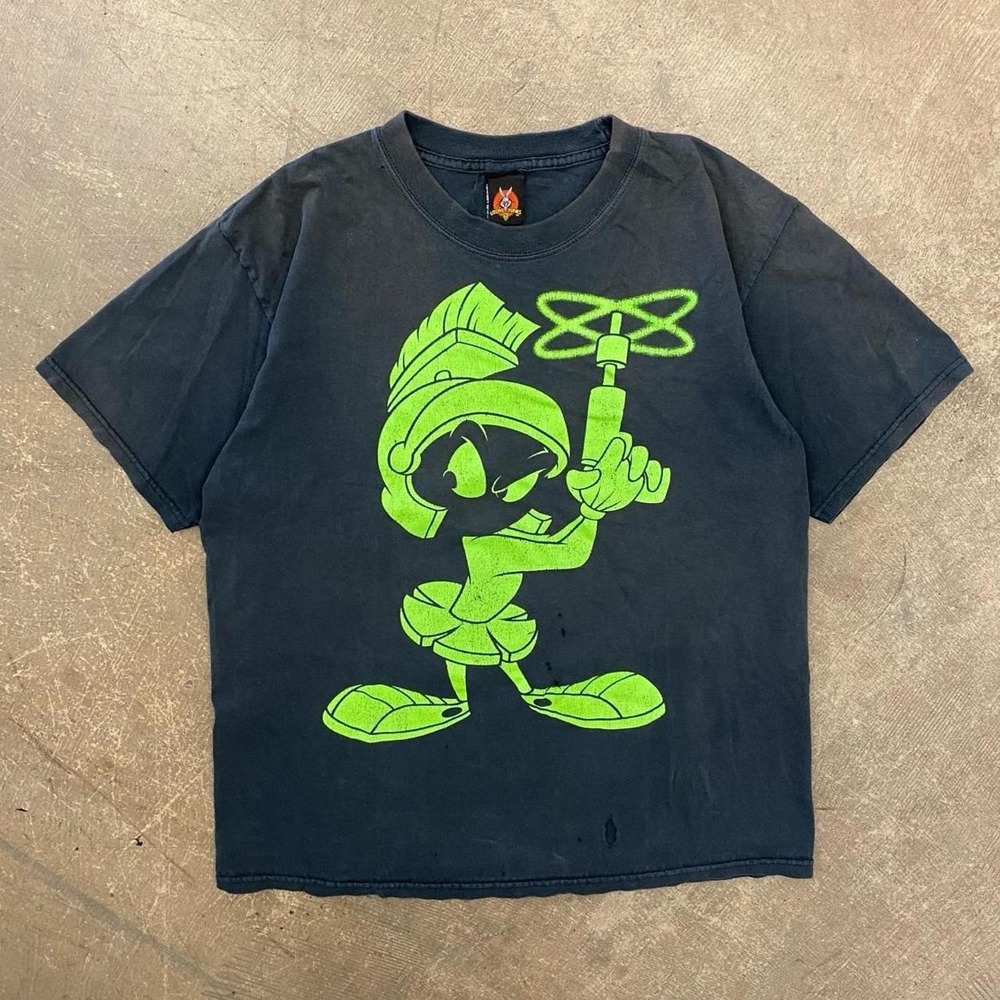 Vintage Marvin The Martian Looney Tunes Green Two Toned 90s T-Shirt Large